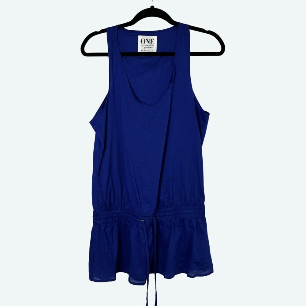 One X One Teaspoon Sleeveless Cinch Waist Tunic 100% Cotton Blue Size Medium